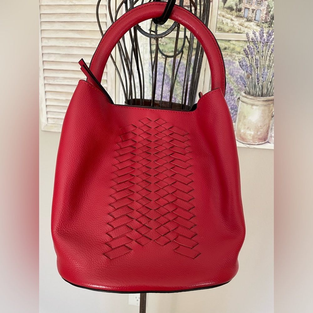 New Paula Vera Woven Leather Bucket Bag